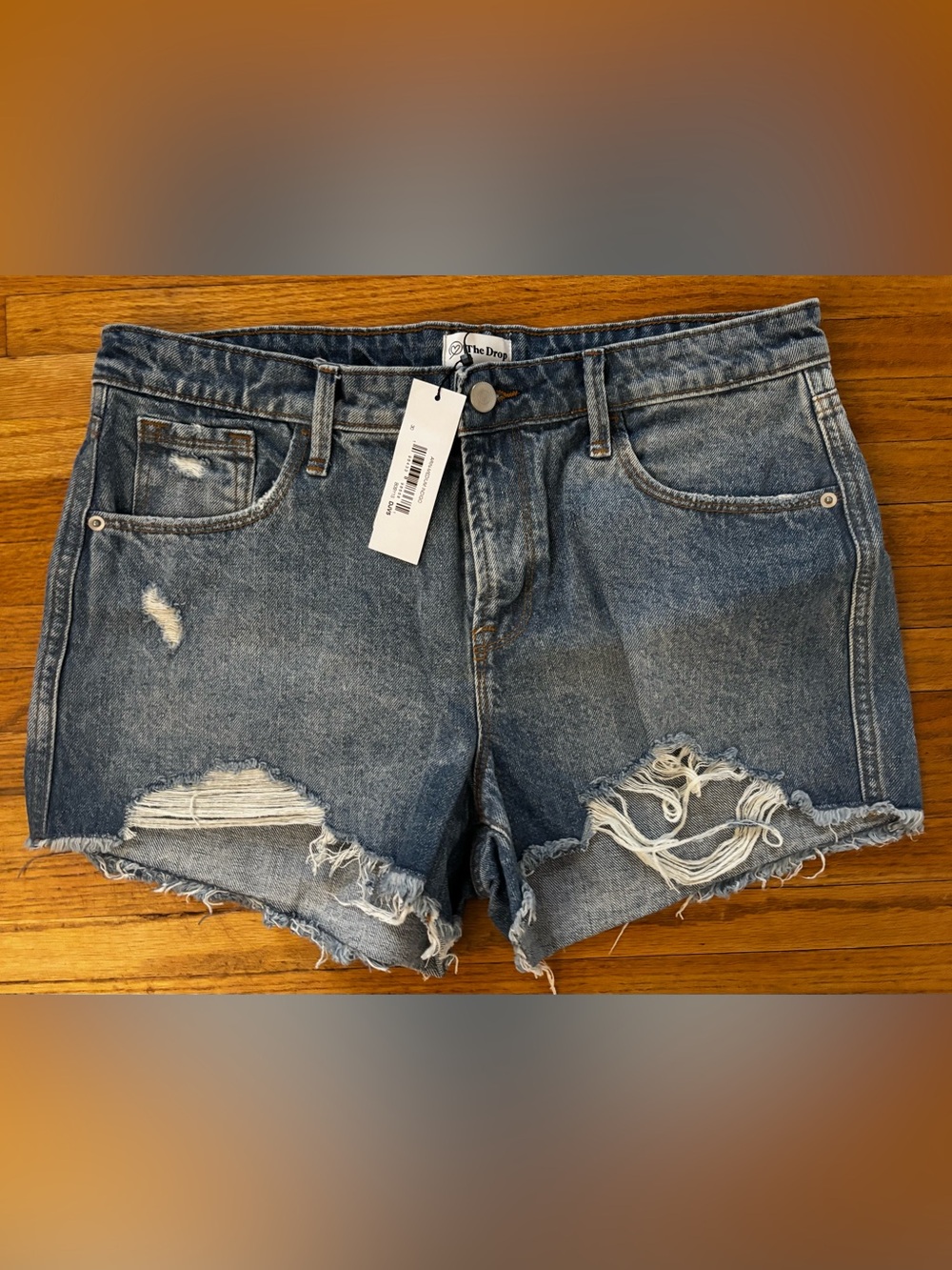 The Drop Size 30 Women’s Distressed Denim Shorts - Blue